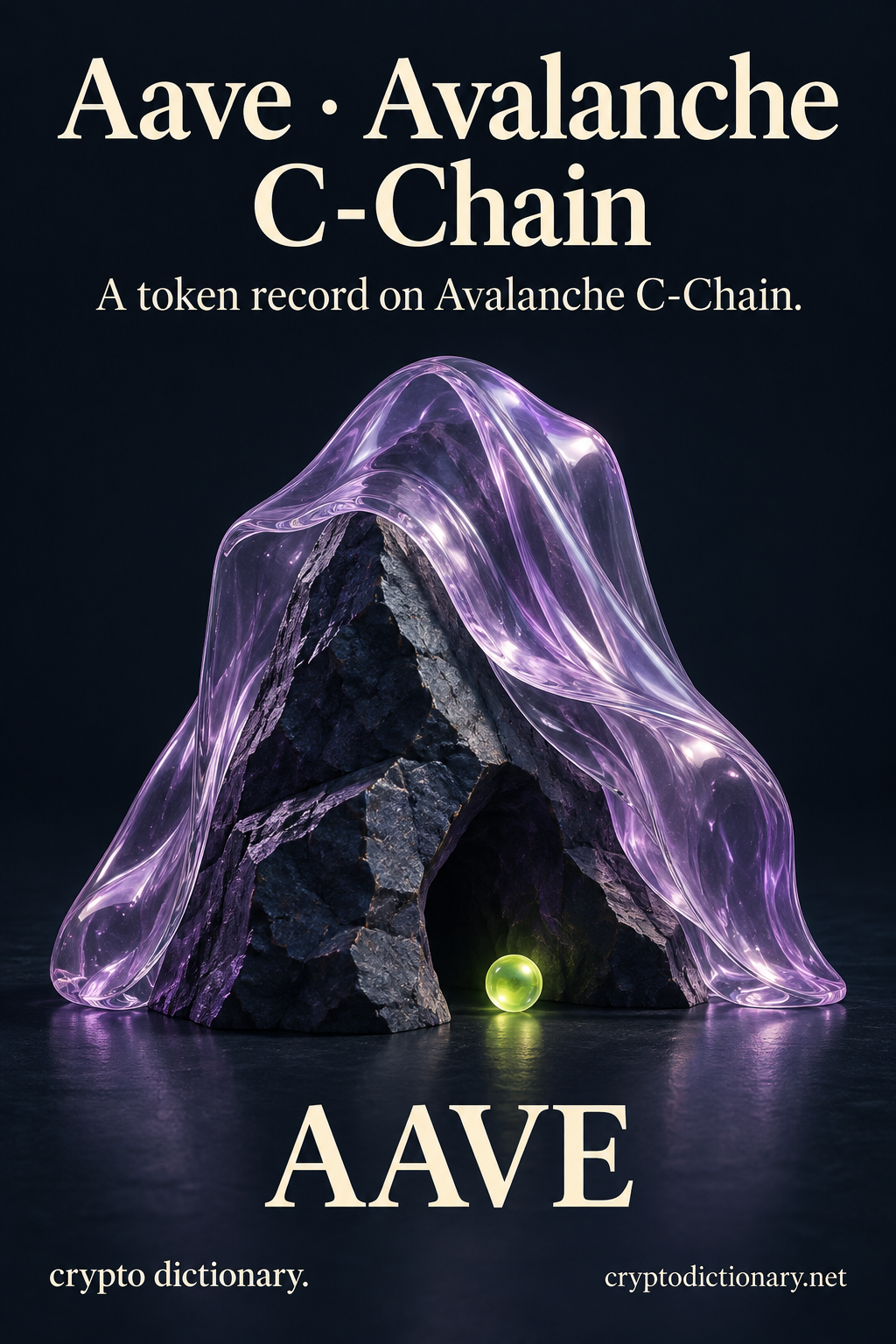 Aave · Avalanche C-Chain (AAVE) illustrated with an original physical name mnemonic; a token record on Avalanche C-Chain.