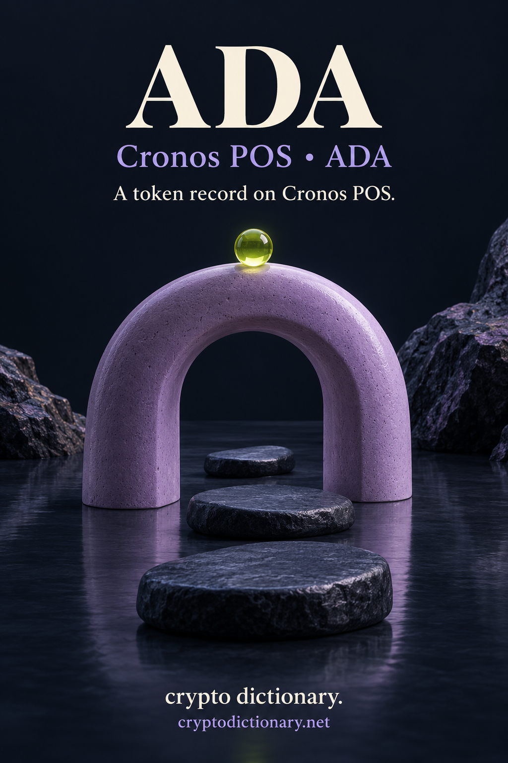 ADA registry poster on Cronos POS with an original lilac arch, navy stepping stones and a tiny lime bead.