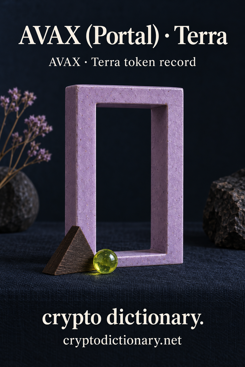 Lilac ceramic empty doorway for AVAX (Portal) on Terra, with AVAX registry caption.
