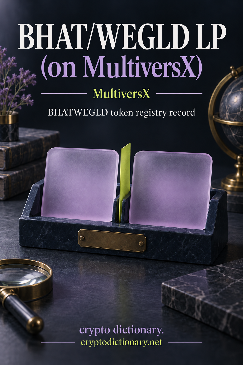 BHAT/WEGLD LP on MultiversX: two blank lilac archive tiles separated by a lime divider.