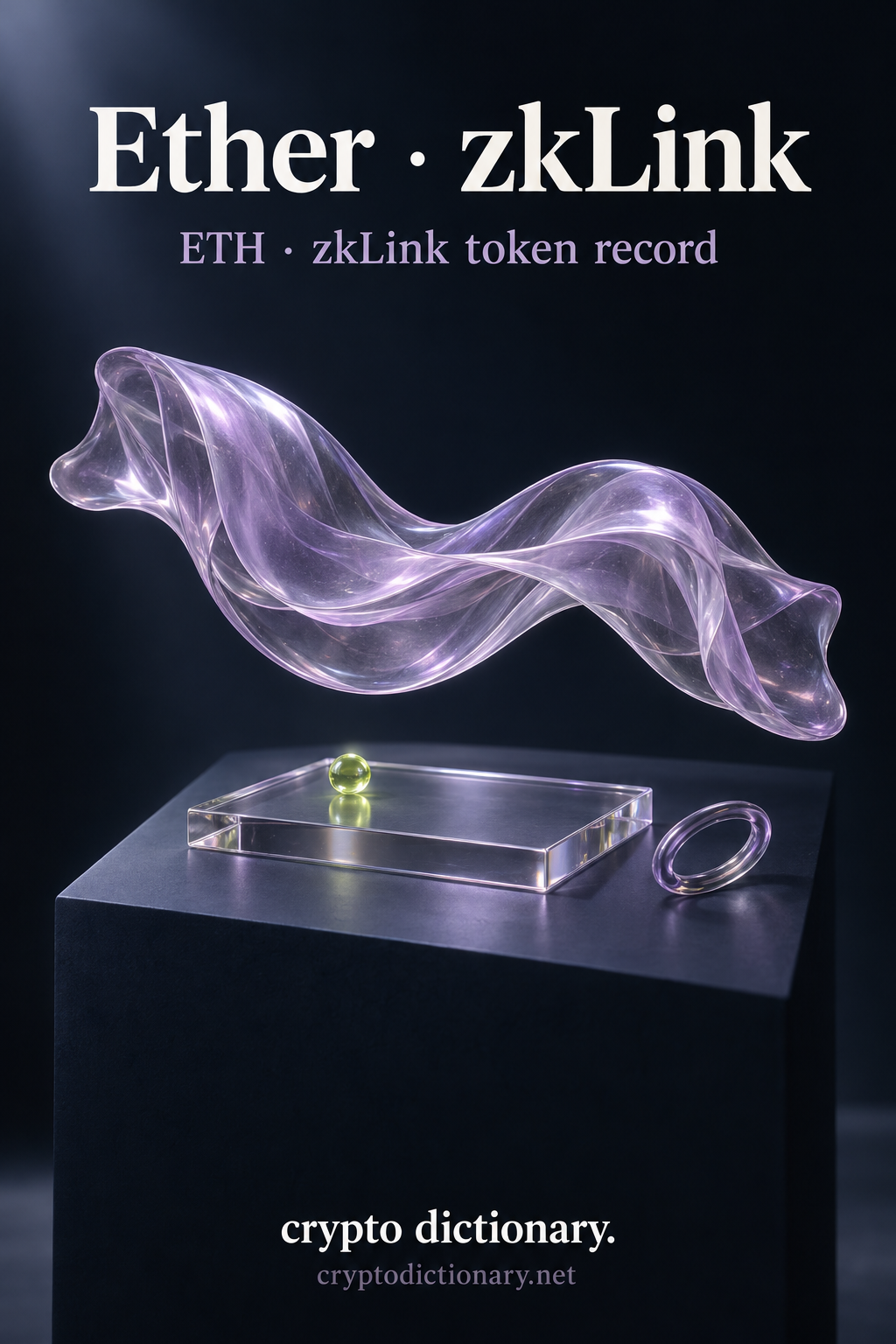 Weightless lilac glass fabric-like wave above a plain archival glass card, one lime bead and one oval link beside.
