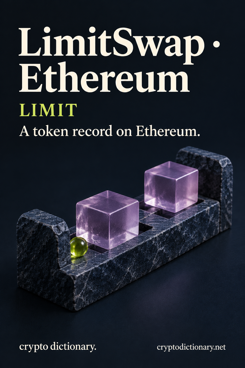 LimitSwap · Ethereum (LIMIT) illustrated through an original physical name mnemonic; a token record on Ethereum.
