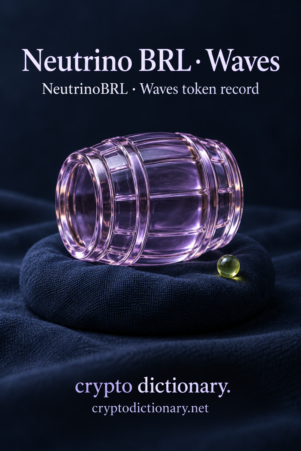 Hollow lilac glass barrel on a navy cloth ring with a lime bead.