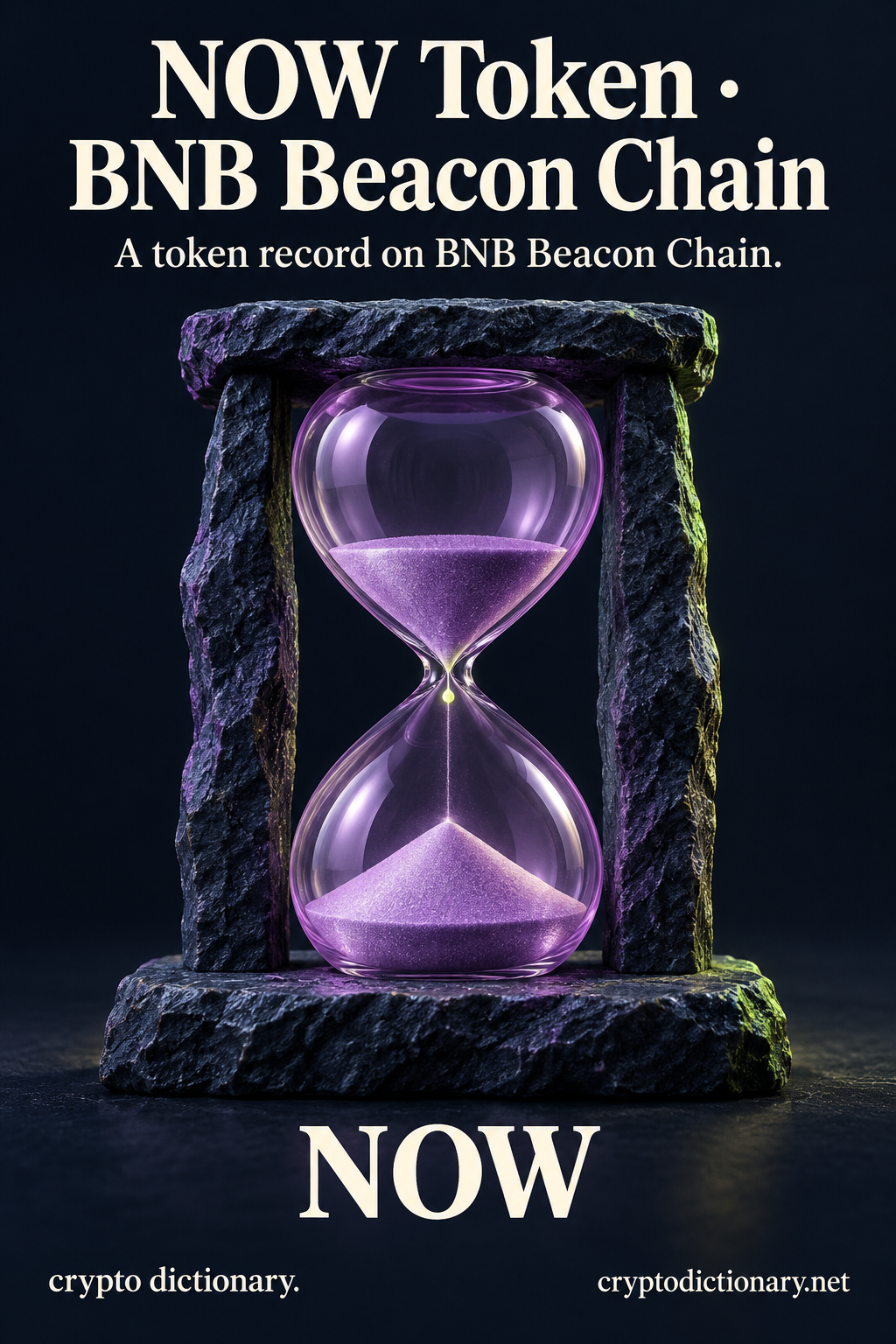 NOW Token · BNB Beacon Chain (NOW) illustrated through an original physical name mnemonic; a token record on BNB Beacon Chain.