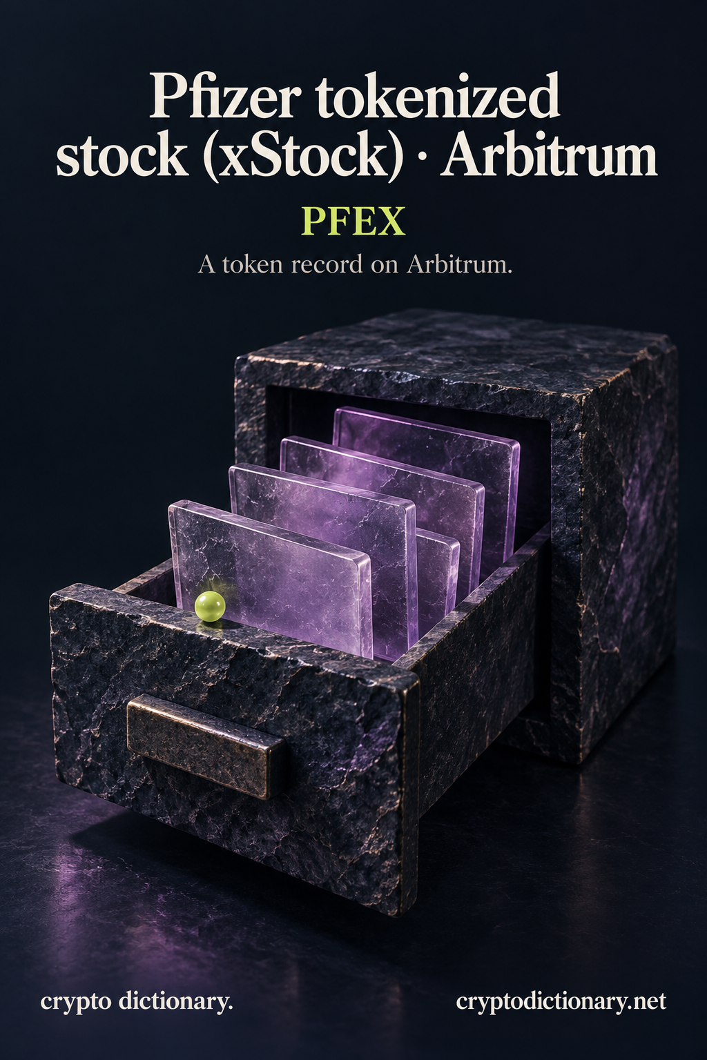 Pfizer tokenized stock (xStock) · Arbitrum (PFEX), an original physical name metaphor for this specific token registry record.