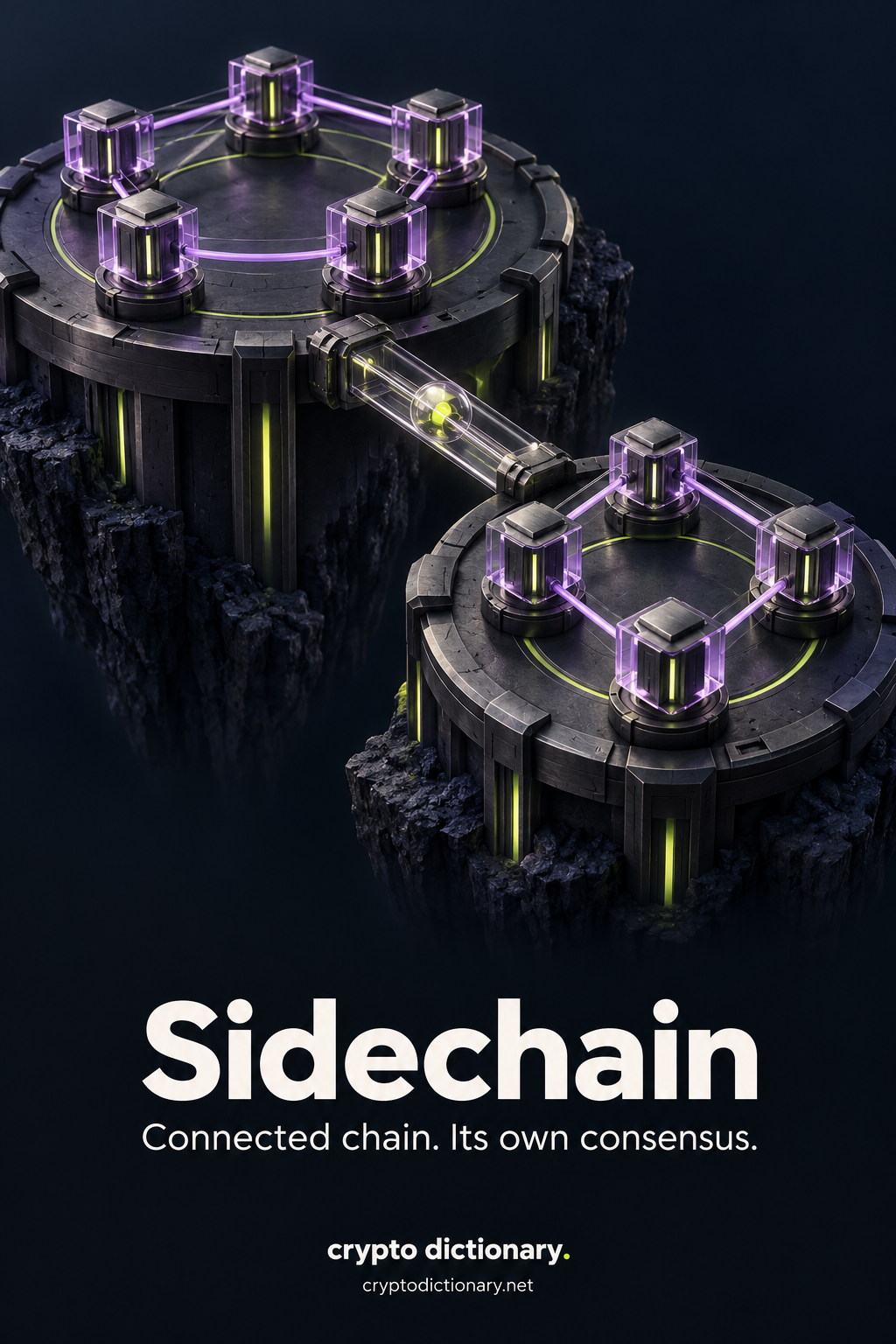 Sidechain: two independent chain platforms each have their own local validator network, connected by a narrow representation/message bridge.